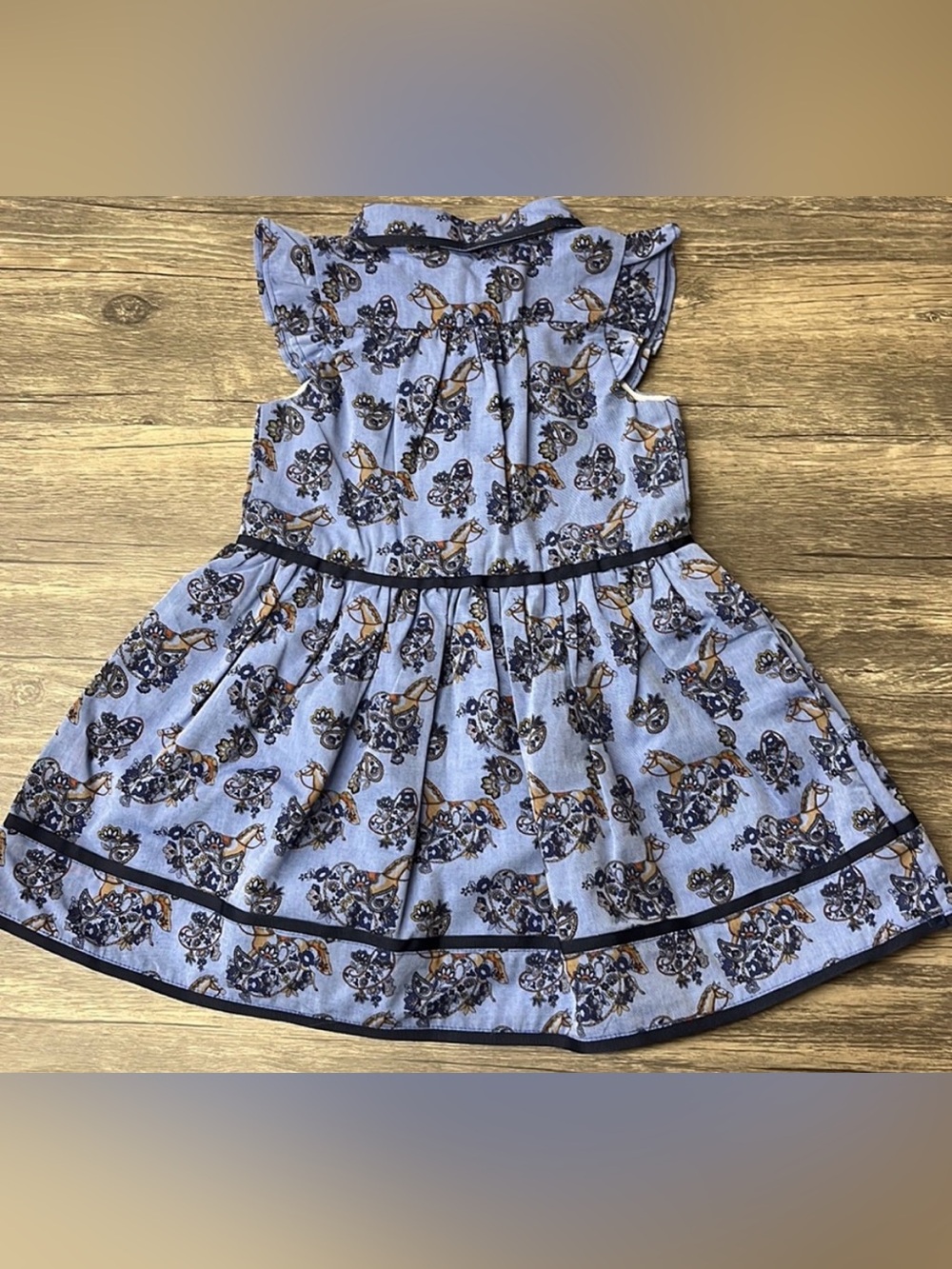 Janie And Jack Lined Paisley Carousel Horse Cotton Dress Size 3 Whimsical Party - Picture 2 of 7